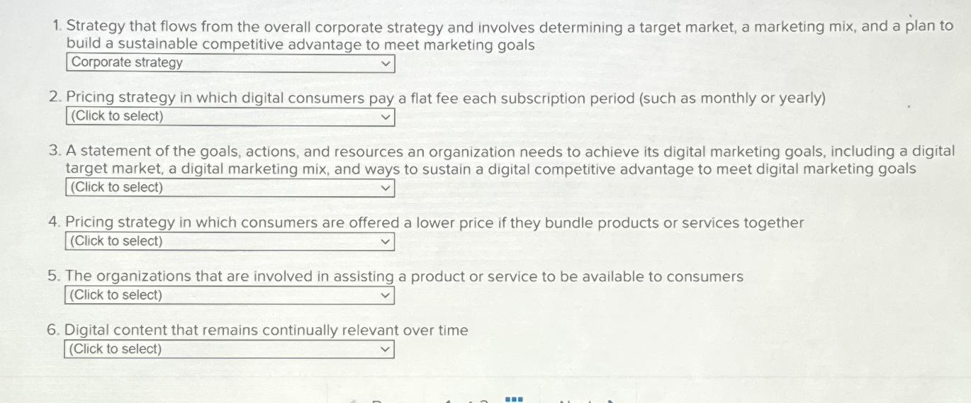  Strategy that flows from the overall corporate strategy and involves determining