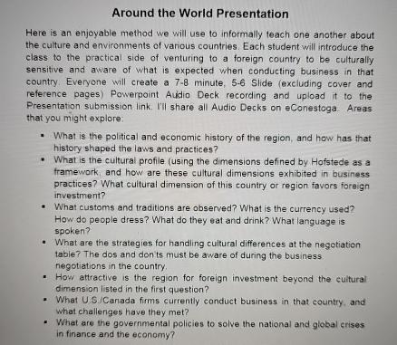  Around the World Presentation Here is an enjoyable method we will