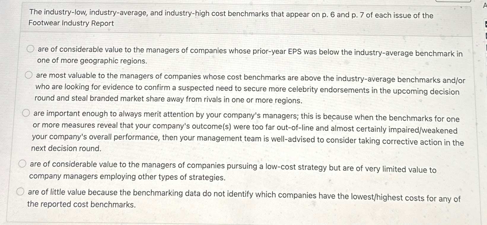  The industry-low, industry-average, and industry-high cost benchmarks that appear on p.6