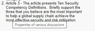  Article 3- The article presents Ten Security Competency Definitions. Briefly support