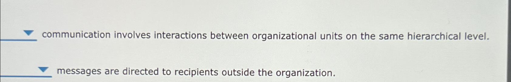  communication involves interactions between organizational units on the same hierarchical level.