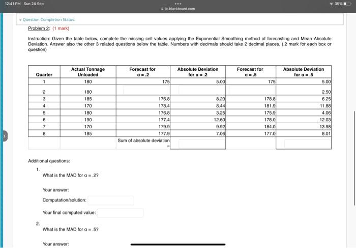  Instruction: Given the table below, complete the missing cell values applying