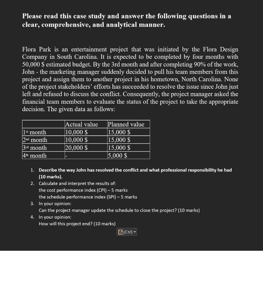 Please read this case study and answer the following questions in