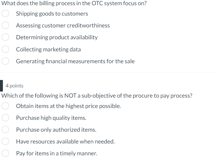  What does the billing process in the OTC system focus on?