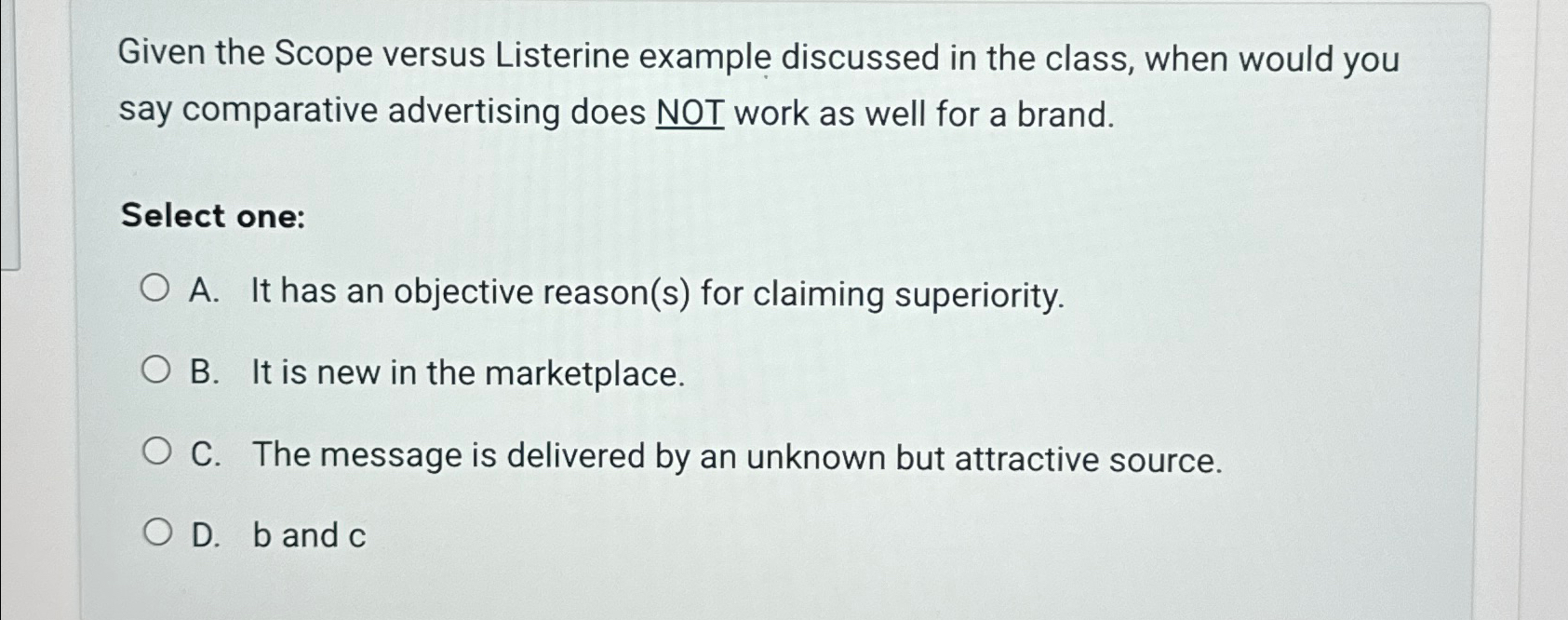  Given the Scope versus Listerine example discussed in the class, when