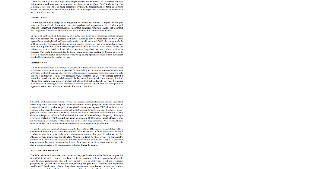 key benefits that HEC Montreal could hope to achieve with the CRM