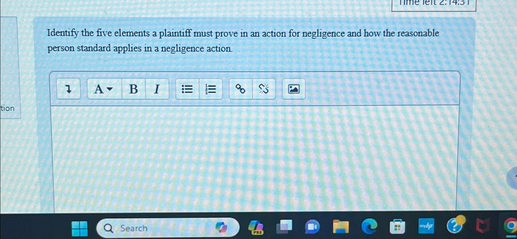  Identify the five elements a plaintiff must prove in an action