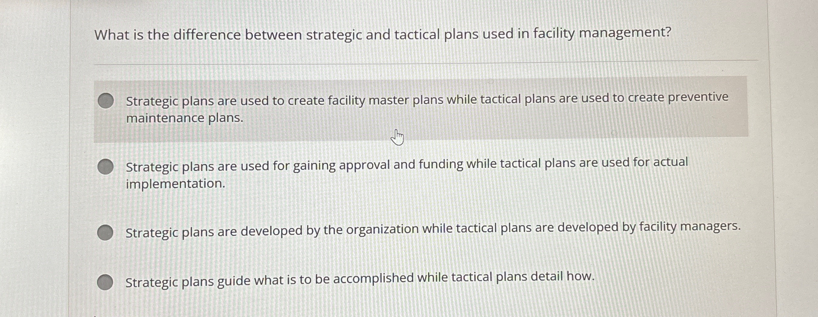 What is the difference between strategic and tactical plans used in