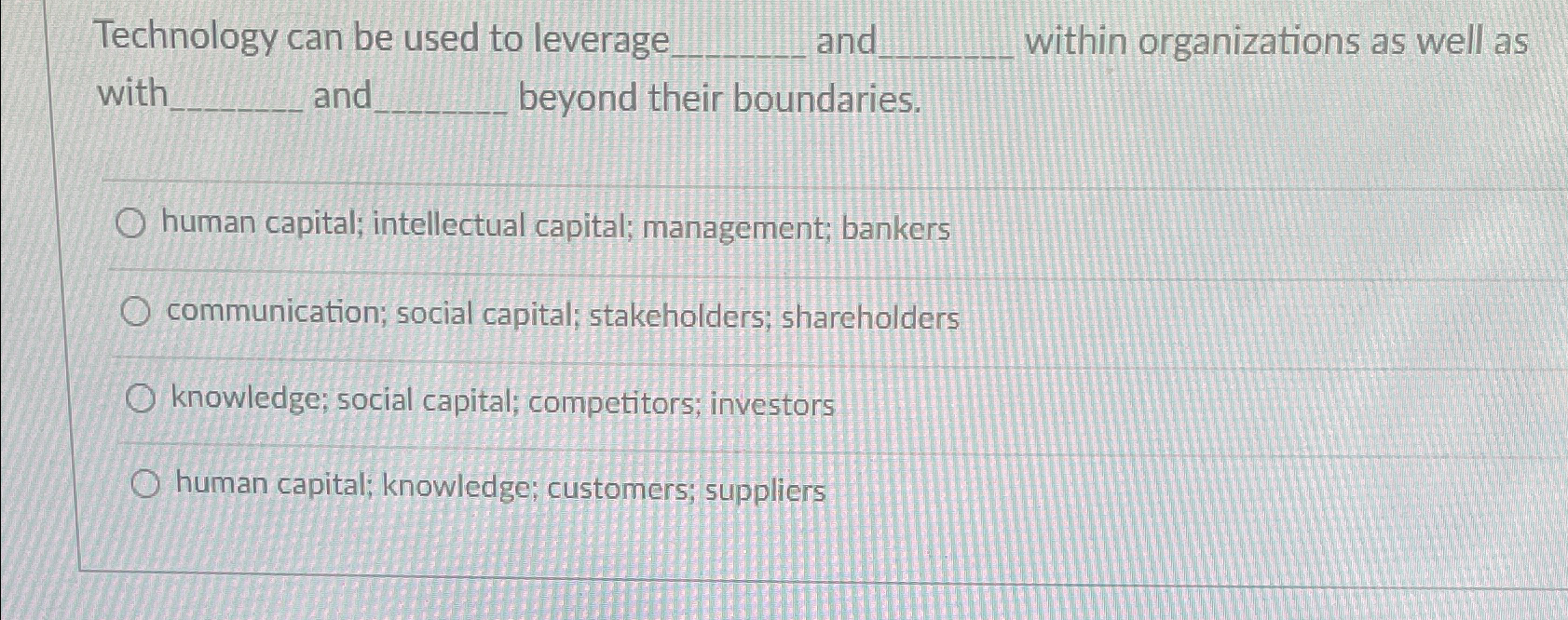  Technology can be used to leverage and within organizations as well