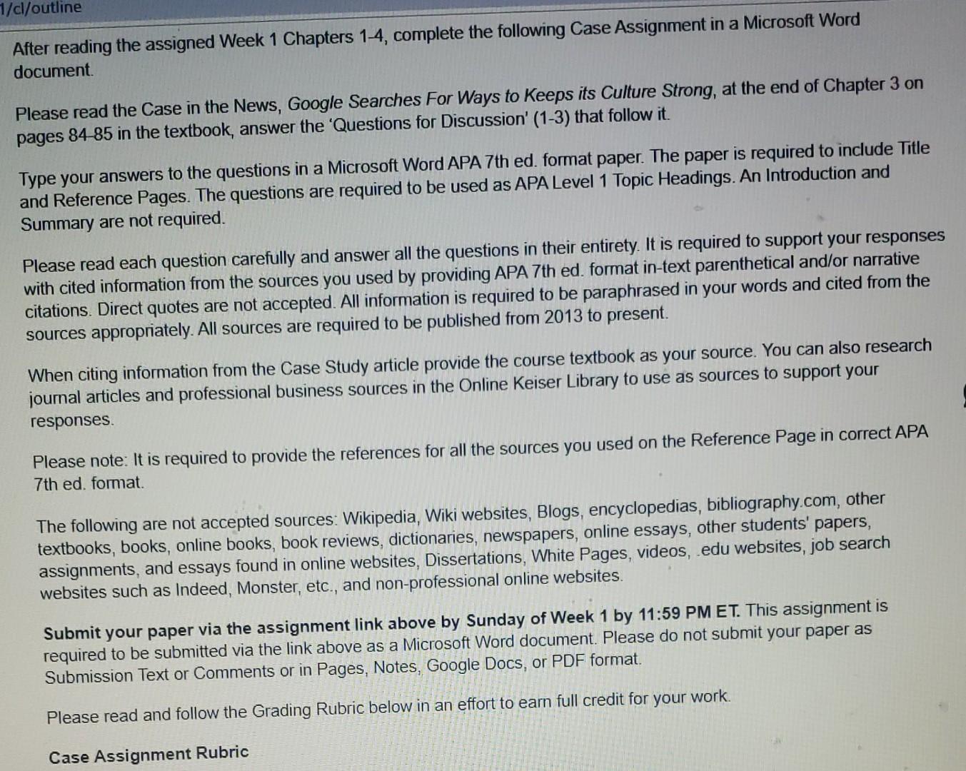  After reading the assigned Week 1 Chapters 14, complete the following