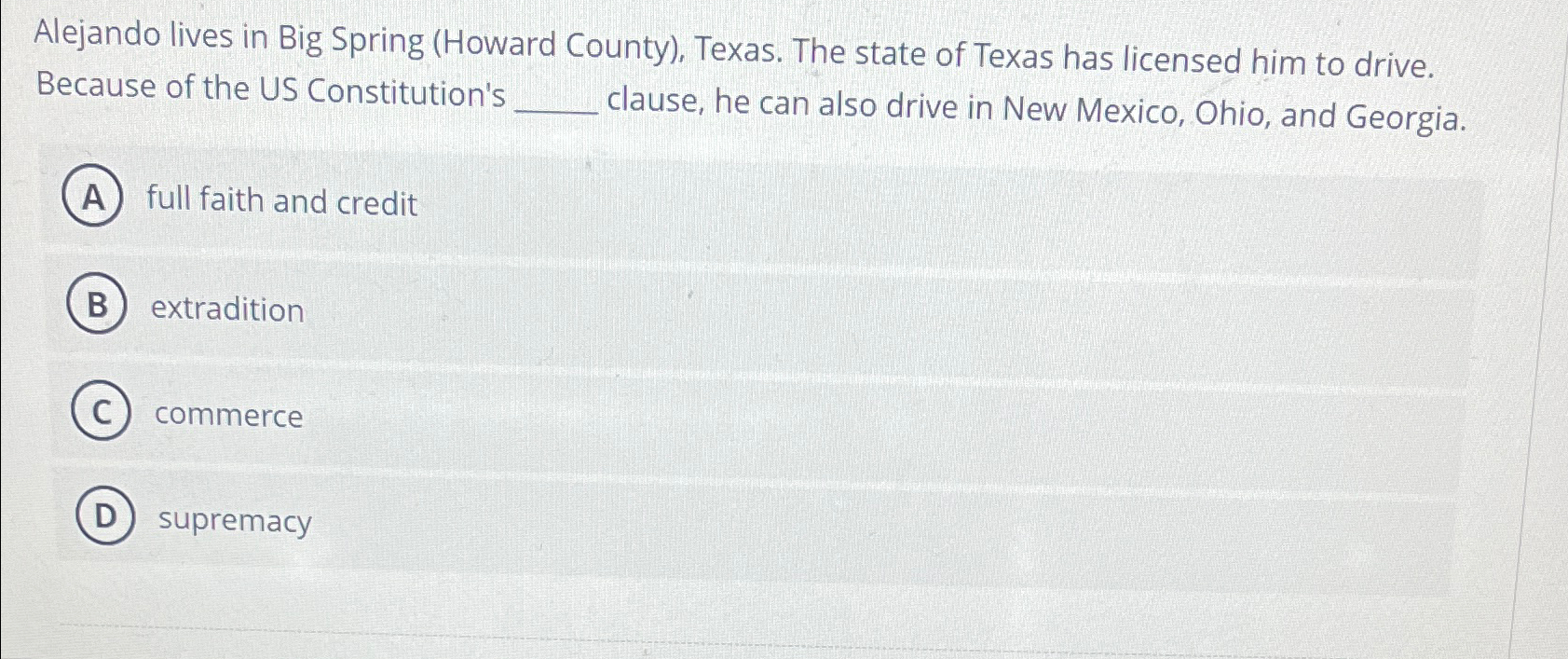  Alejando lives in Big Spring (Howard County), Texas. The state of