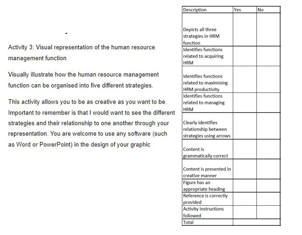 Activity 3: Visual representation of the human resource management function Visually