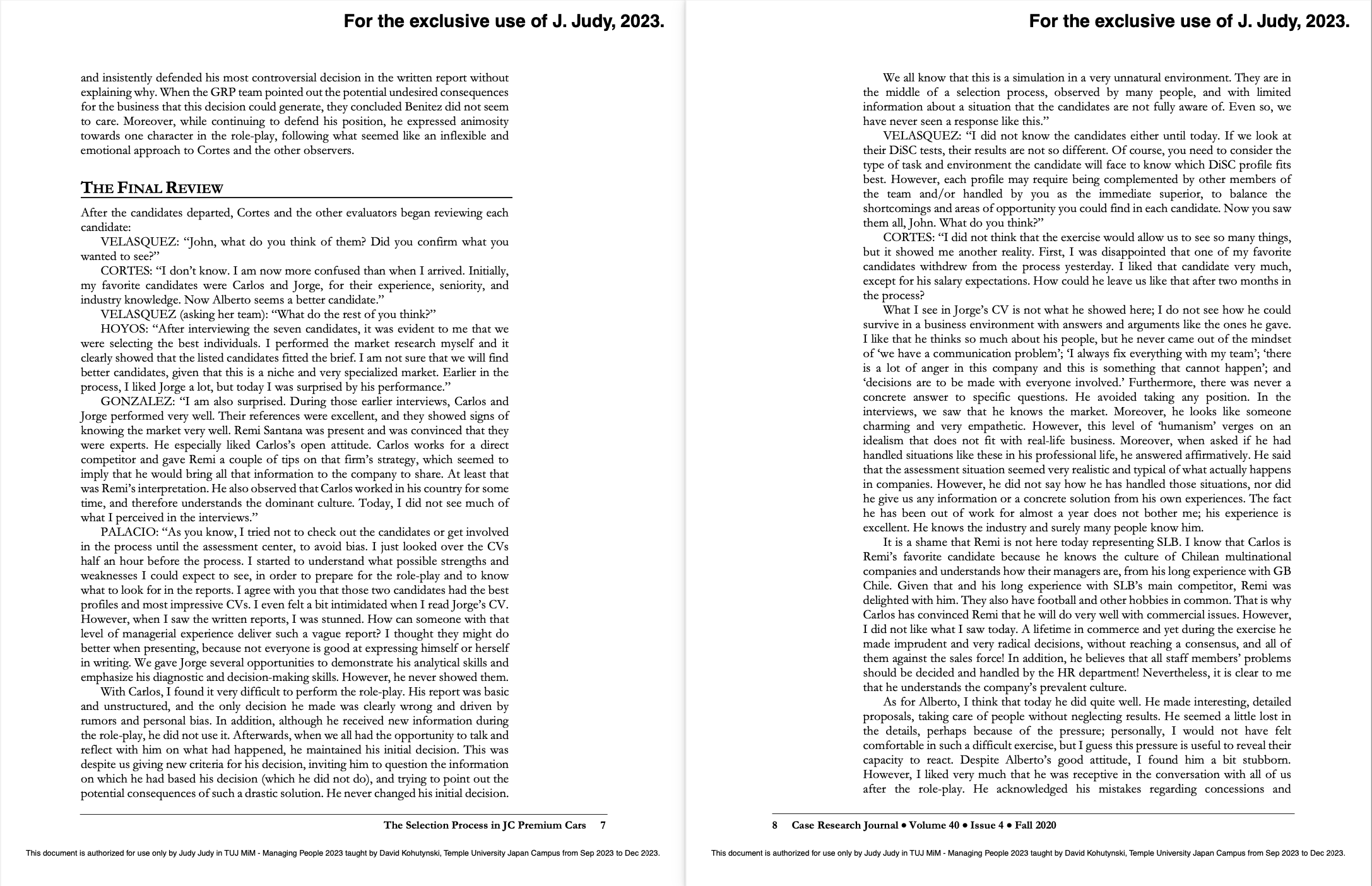 Cindy P. Pinzon, Inalde Business School In mid-December 2016, John Cortes, owner,