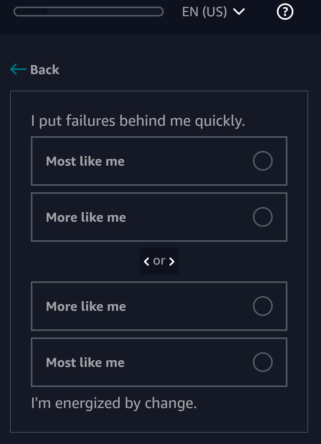  Back I put failures behind me quickly. Most like me More
