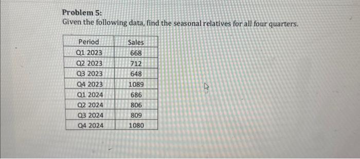 PLEASE SHOW ME HOW YOU GET THE AVERAGESINCLUDE ALL CALCULATIONS Problem 5: