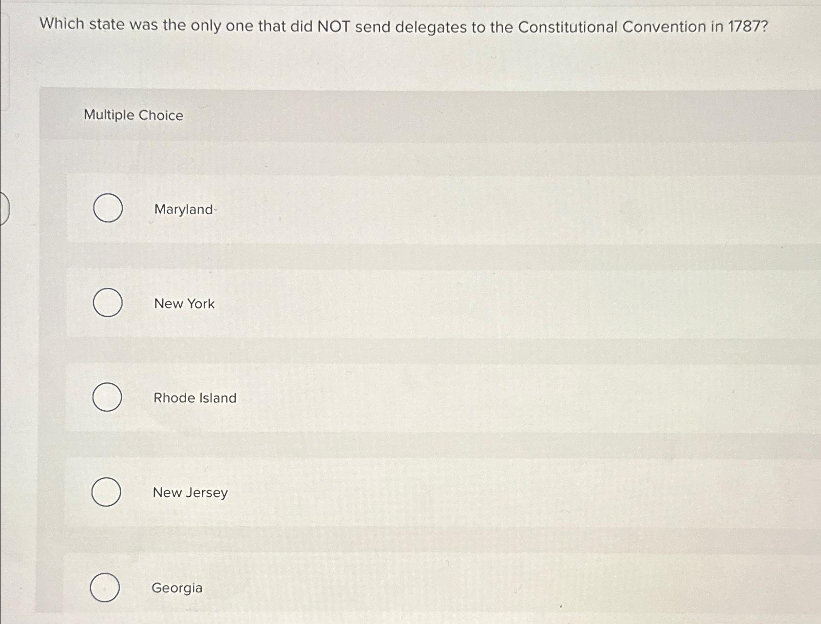  Which state was the only one that did NOT send delegates