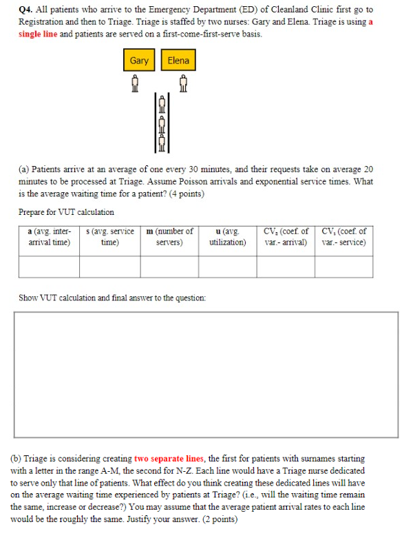  (b) Triage is considering creating two separate lines, the first for