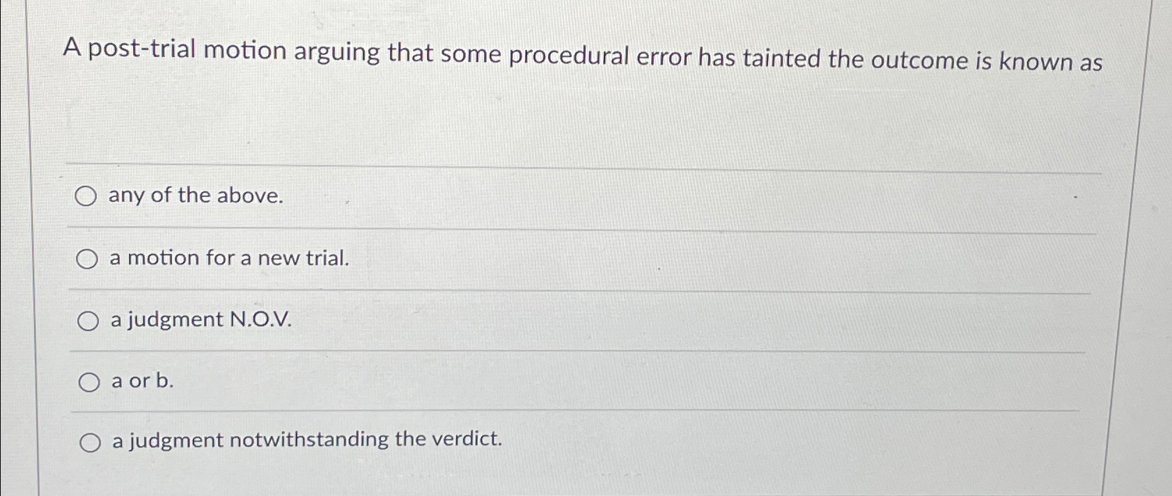  A post-trial motion arguing that some procedural error has tainted the