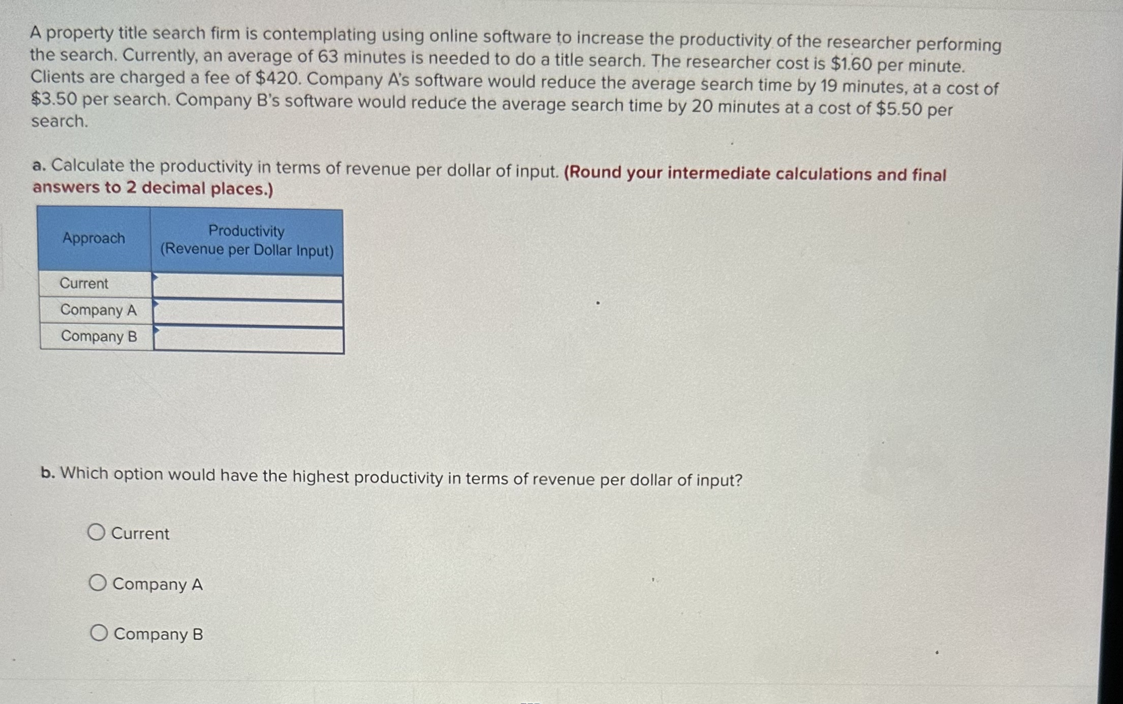  A property title search firm is contemplating using online software to