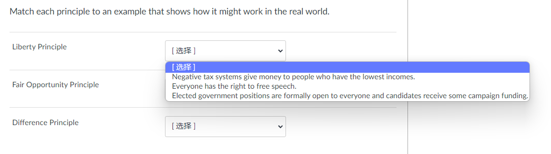  Match each principle to an example that shows how it might