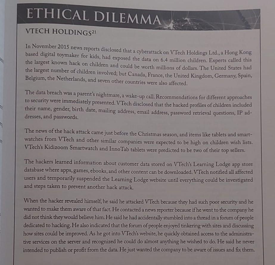  Read the case study VTech Holdings above and answer the following