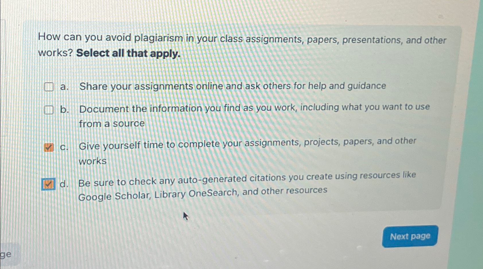  How can you avoid plagiarism in your class assignments, papers, presentations,