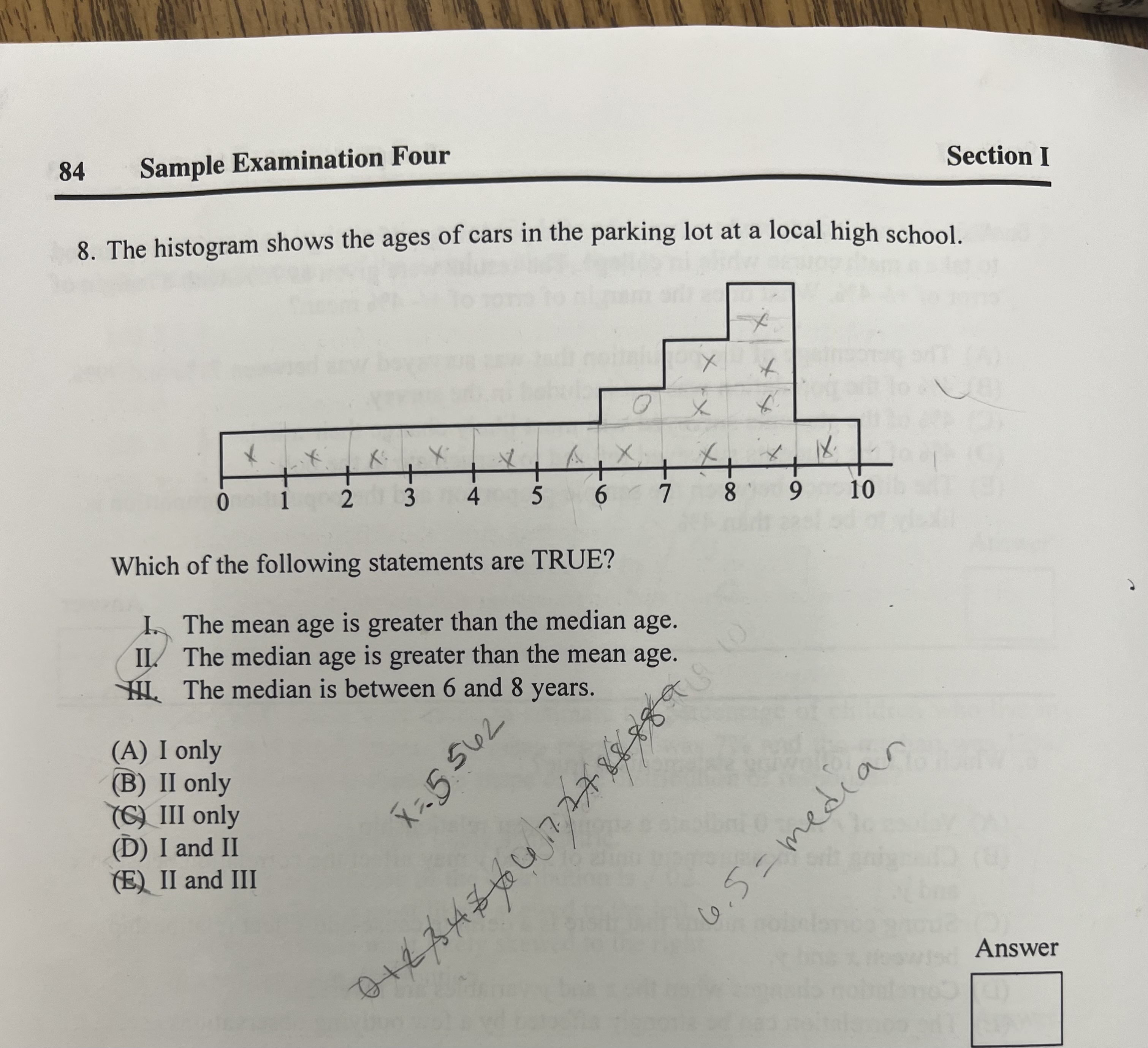 answer questions listed on 1st picture 84 Sample Examination Four Section I
