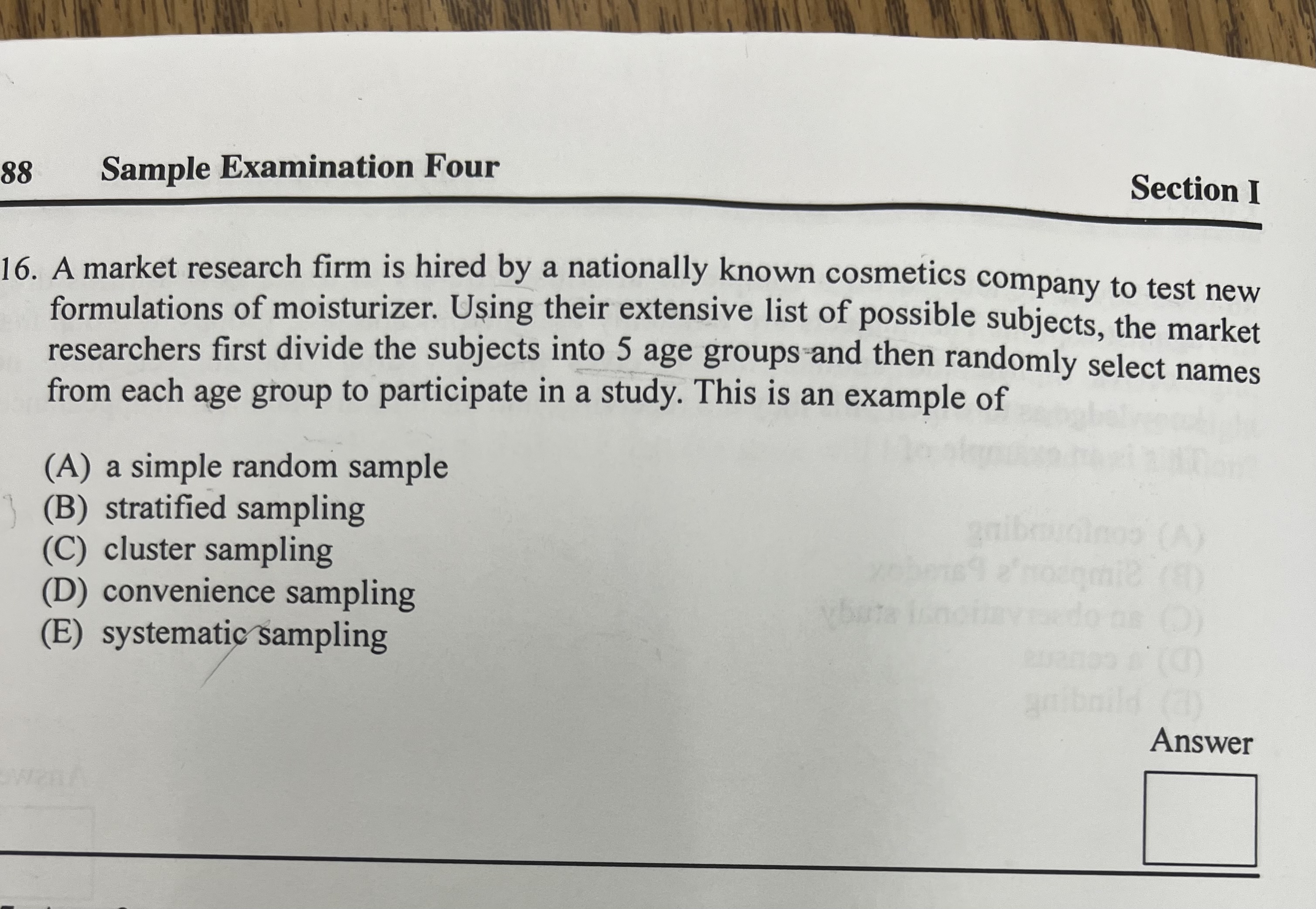 I Sample Examination Four 91 23. A normal distribution has a mean