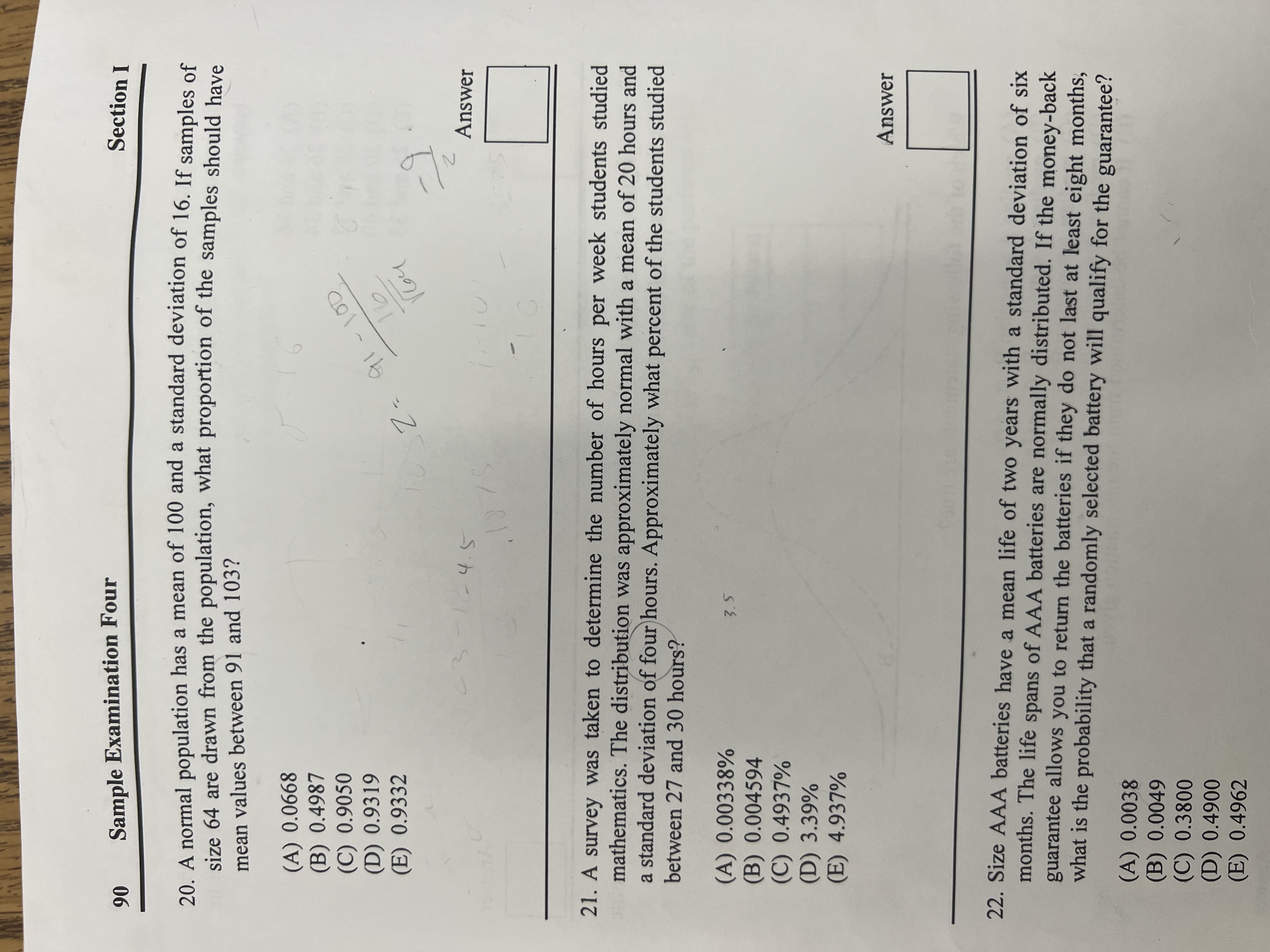 (C) 0.29 9.55 (E) 10.67 AnswerSection I Sample Examination Four 97 39.