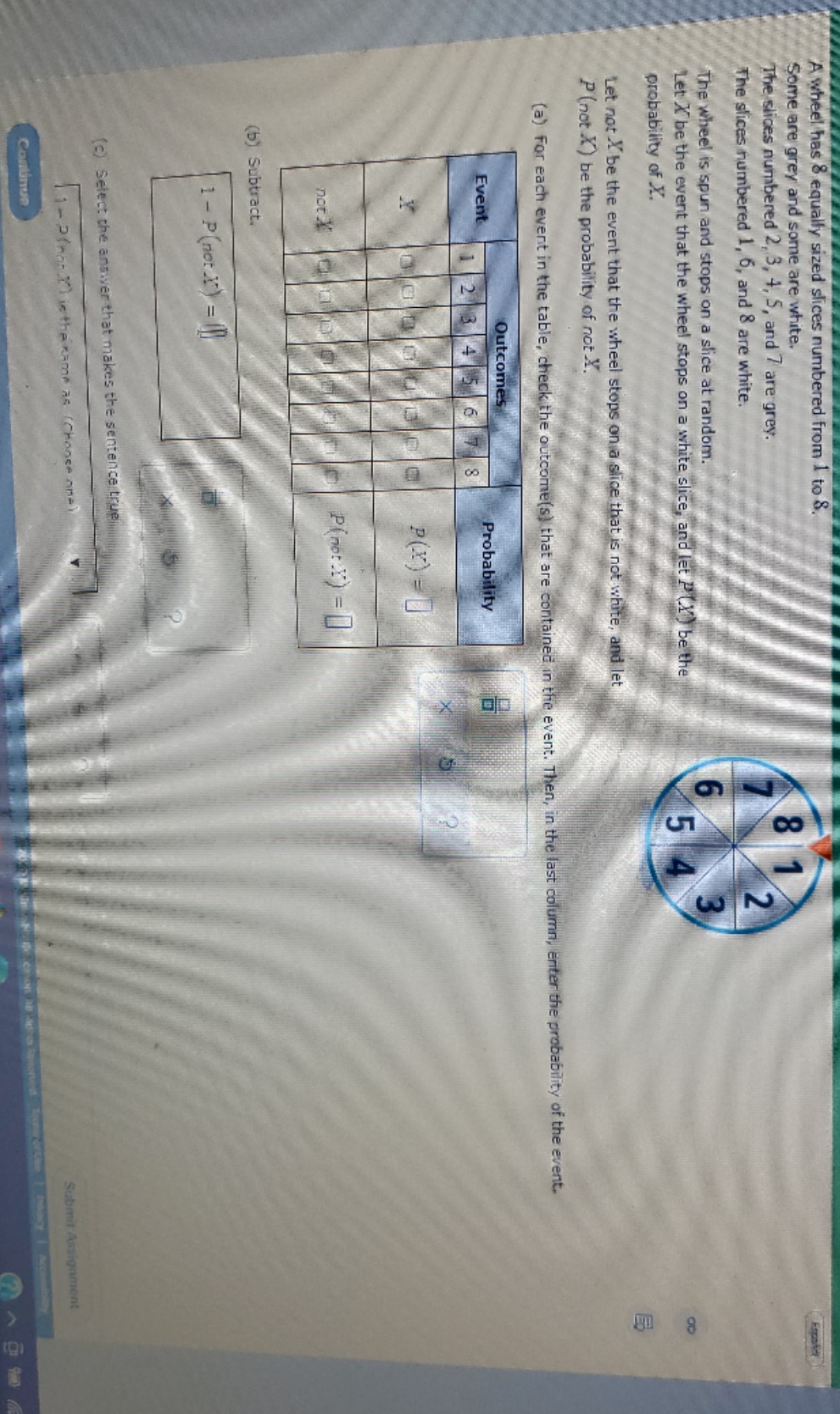 please help A wheel has & equally sized slices numbered from 1