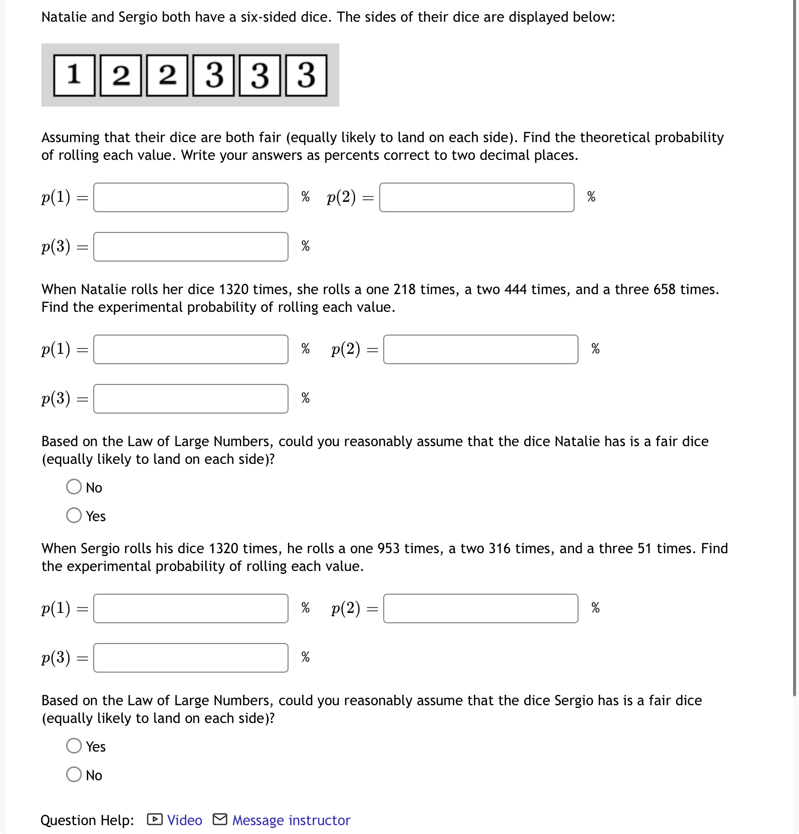 player wins is the product of the numbers on the die and