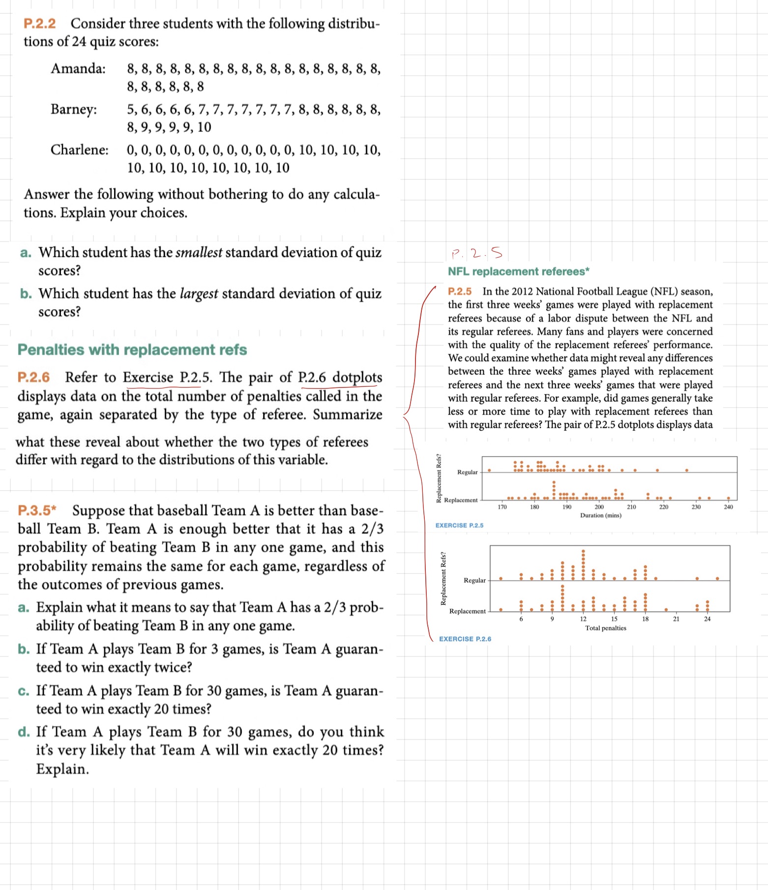 Please answer P. 2.2 Consider three students with the following distribu- tions