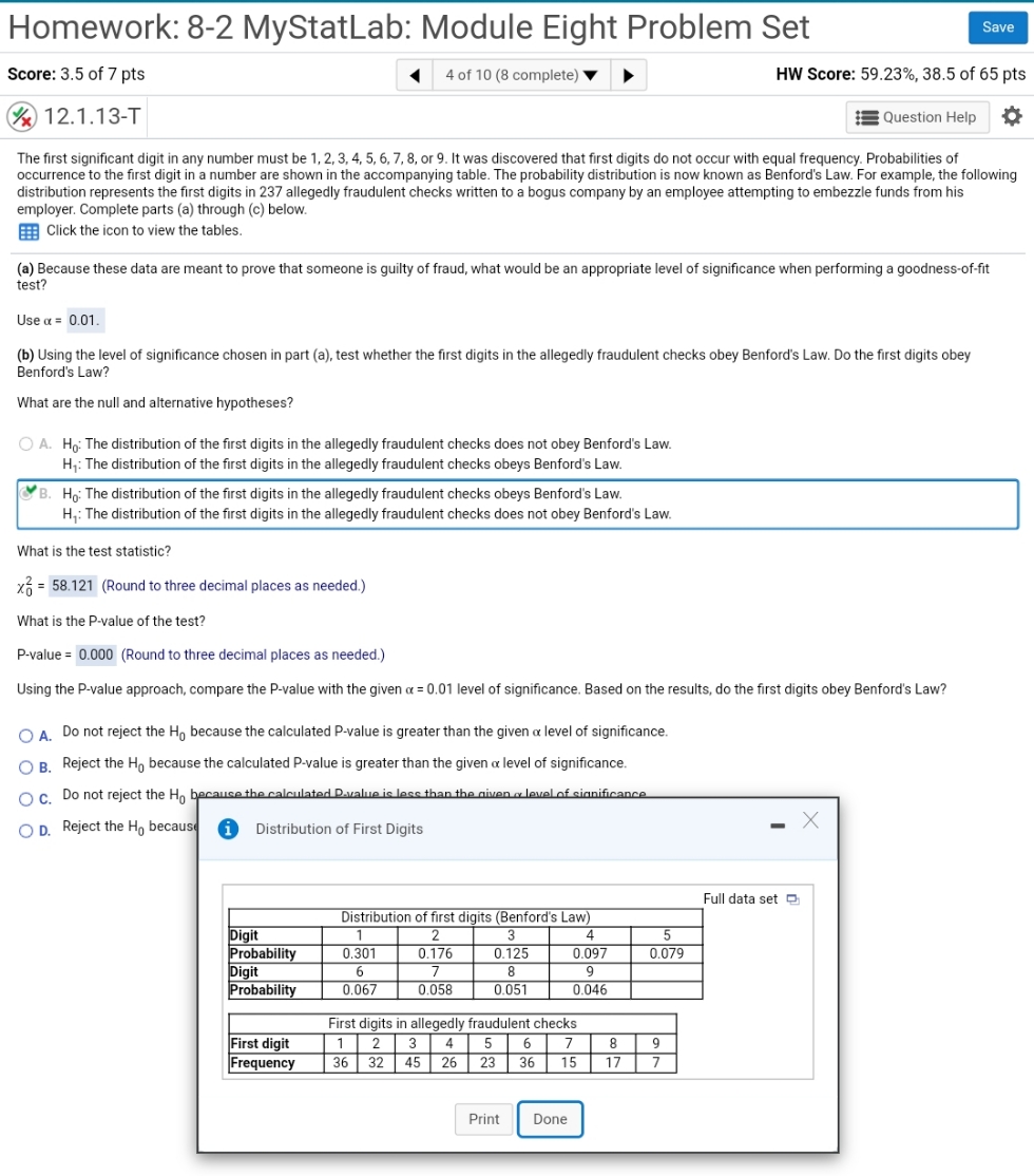 Need help with the question. Option C is do not reject the