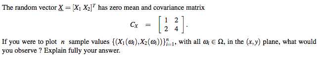 The random vector X = [X1 X2] T has zero mean and