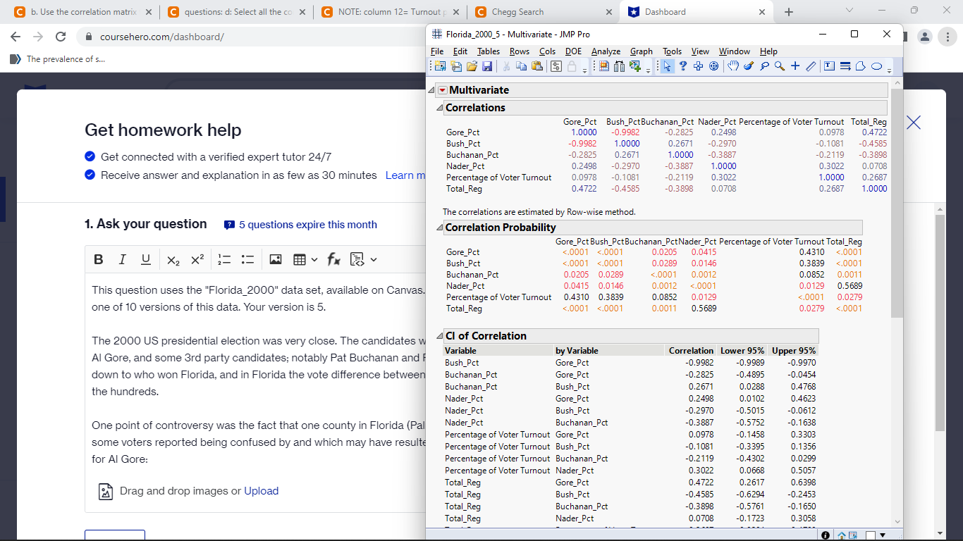 This question uses the "Florida_2000" data set, available on Canvas. As usual,