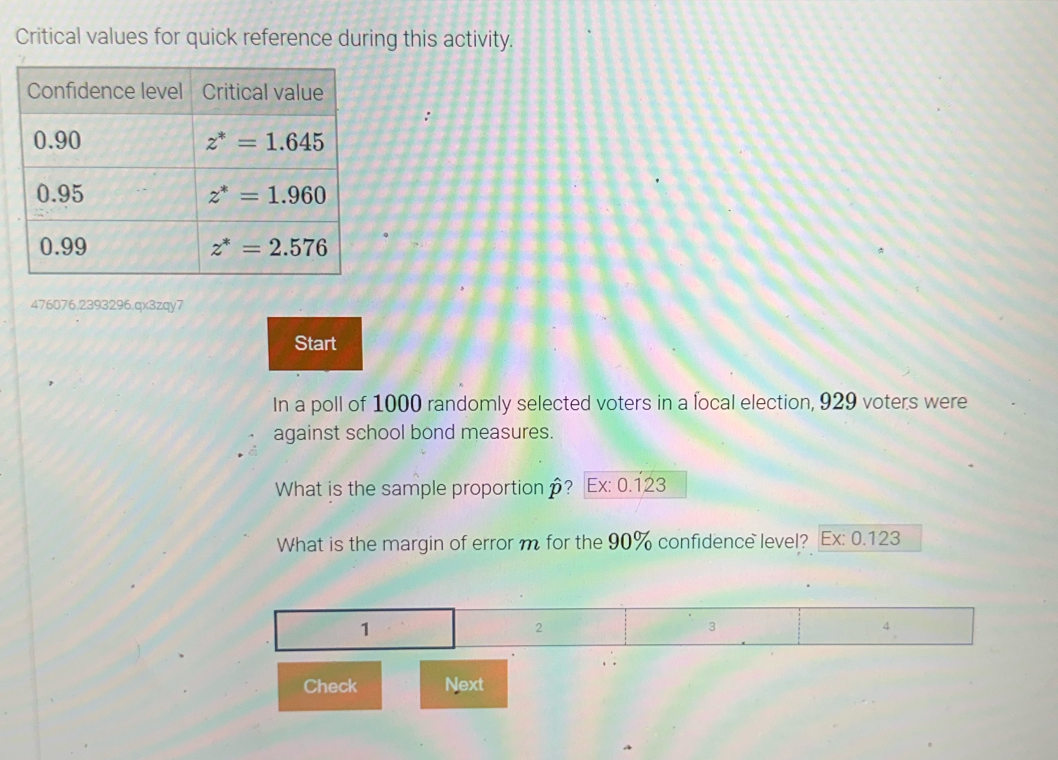 Any help would be appreciated Critical values for quick reference during this