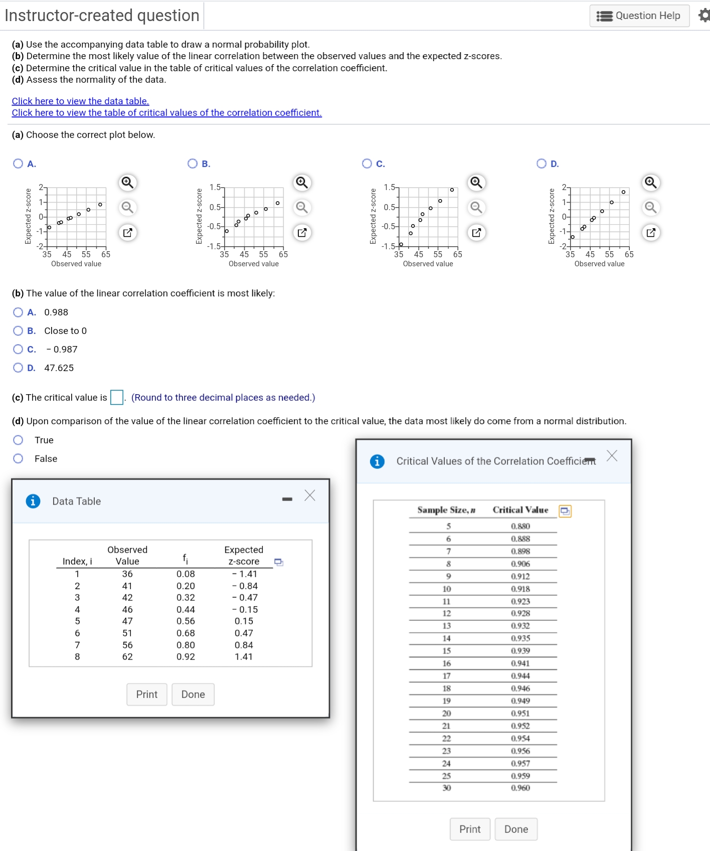 please answer all Instructor-created question Question Help (a) Use the accompanying data