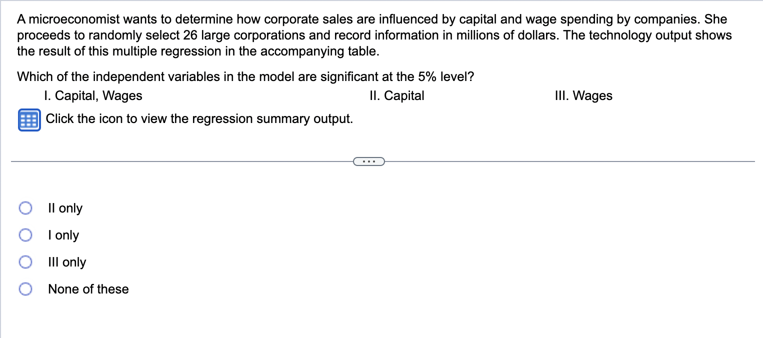 output shows the result of this multiple regression in the accompanying table.