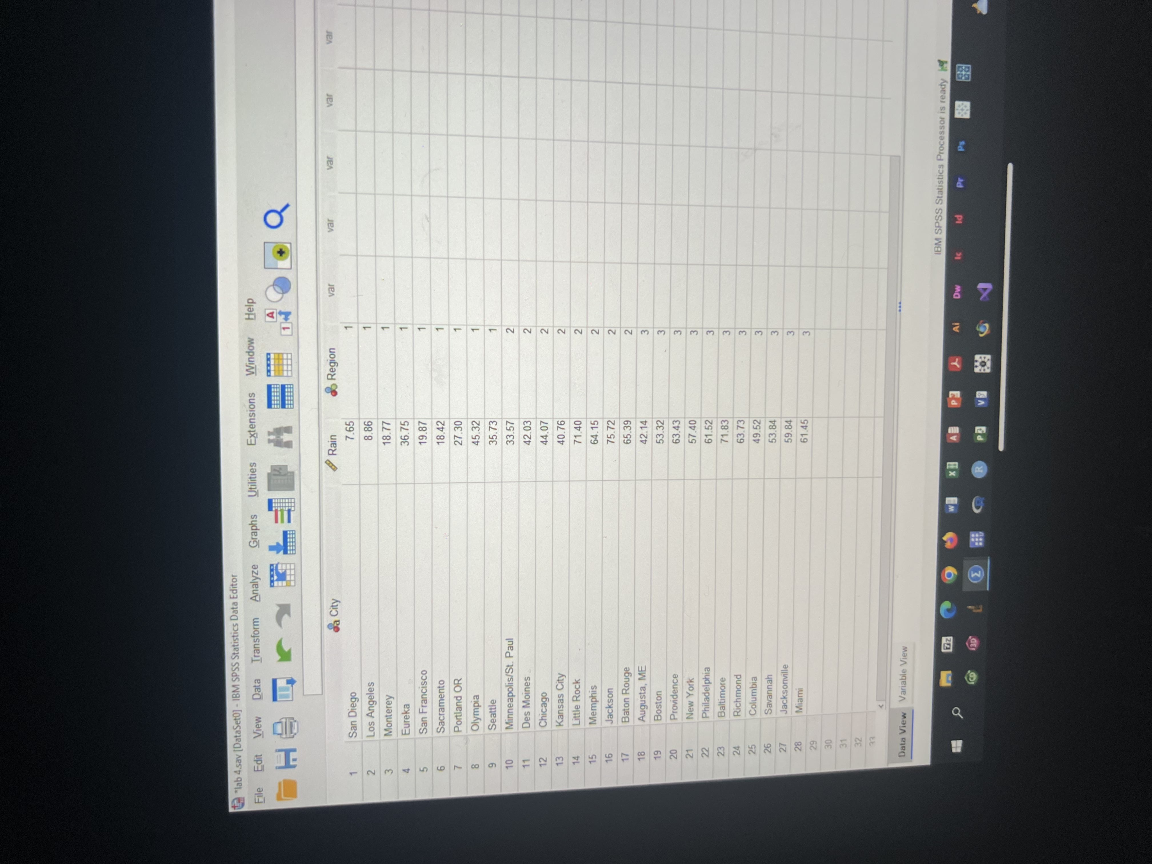 at in lab one. That data provided three types of weather data