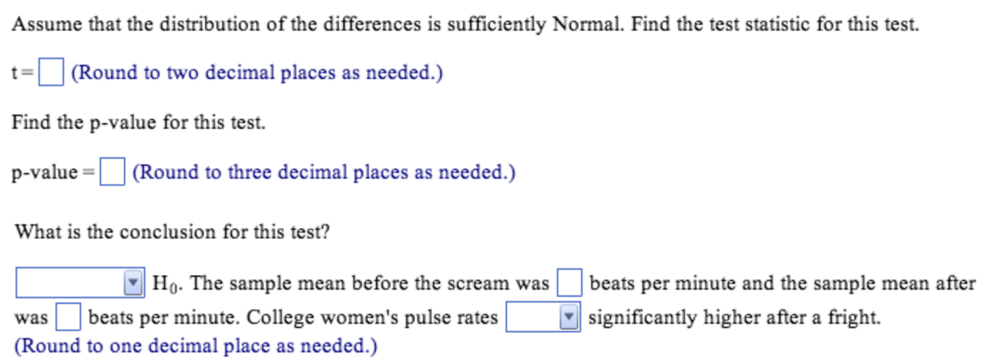 63 67In 3 statistics class, students took their pulses before and after