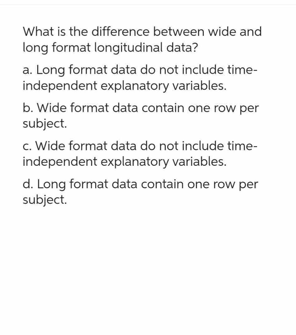 What is the difference between wide and long format longitudinal data?