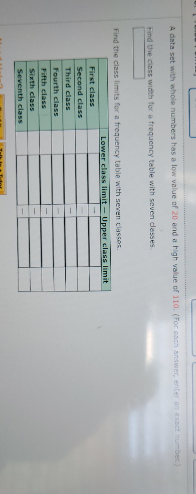 help please A data set with whole numbers has a low value