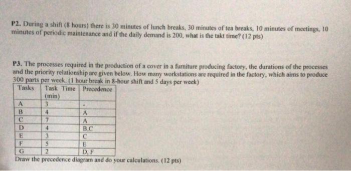  highlights you put no excel!! P2. During a shift ( 8