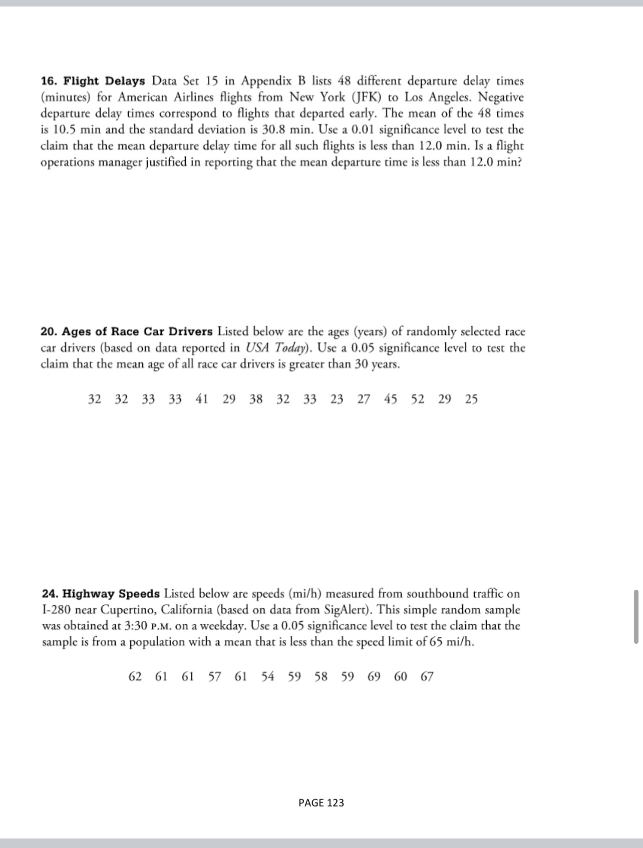 Answer a question 16. Flight Delays Data Set 15 in Appendix B
