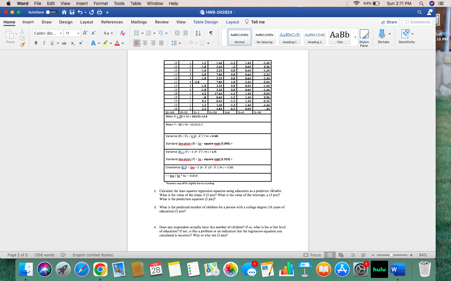 D. Sun 2:11 PM Q DE AutoSave . OFF HW8-042824 ~ a