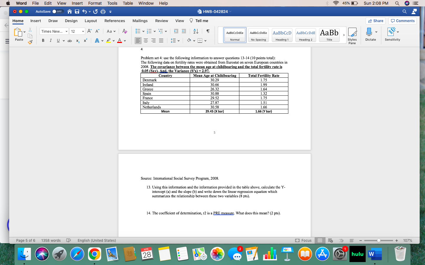  Word File Edit View Insert Format Tools Table Window Help 45%