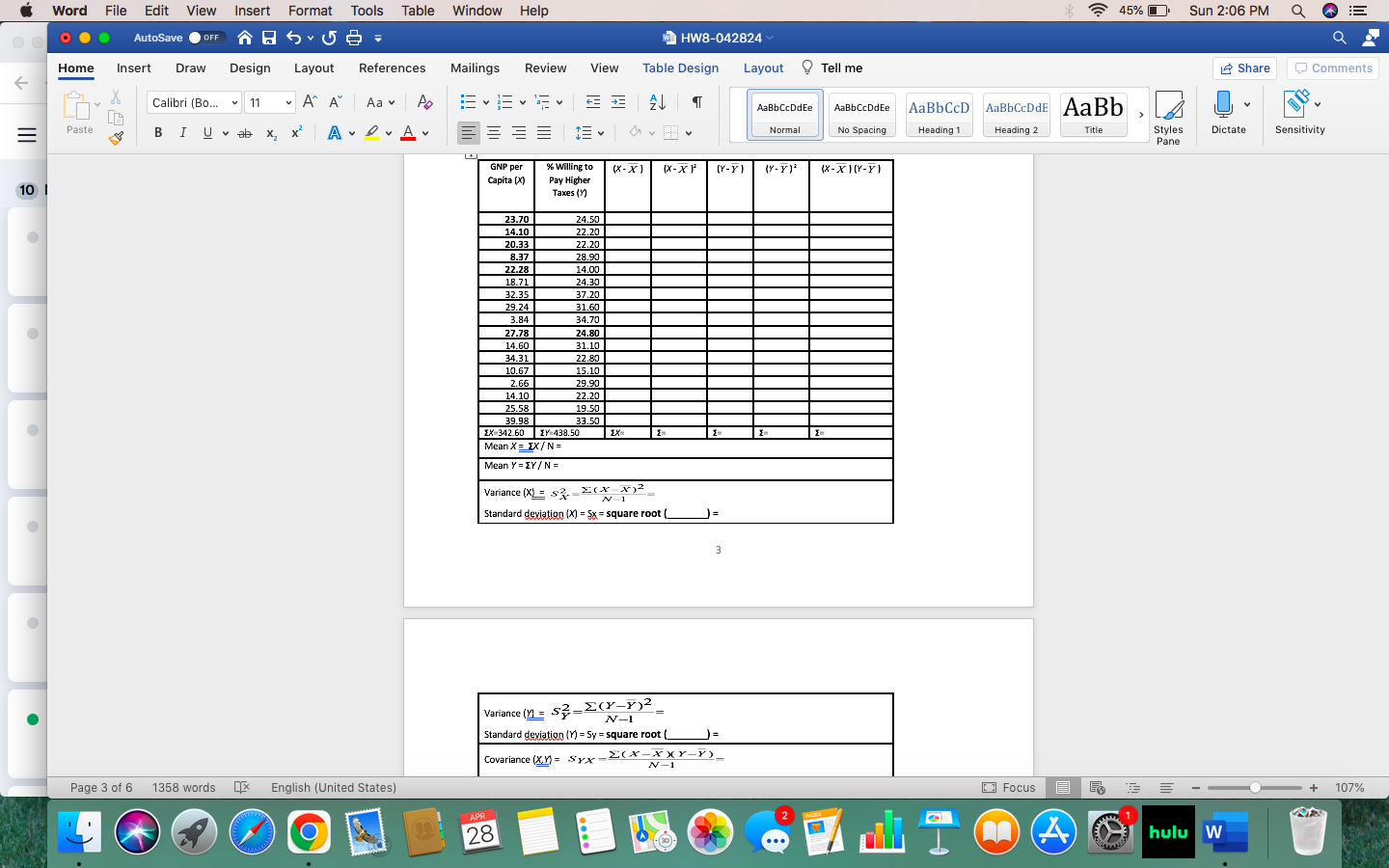  Word File Edit View Insert Format Tools Table Window Help 45%