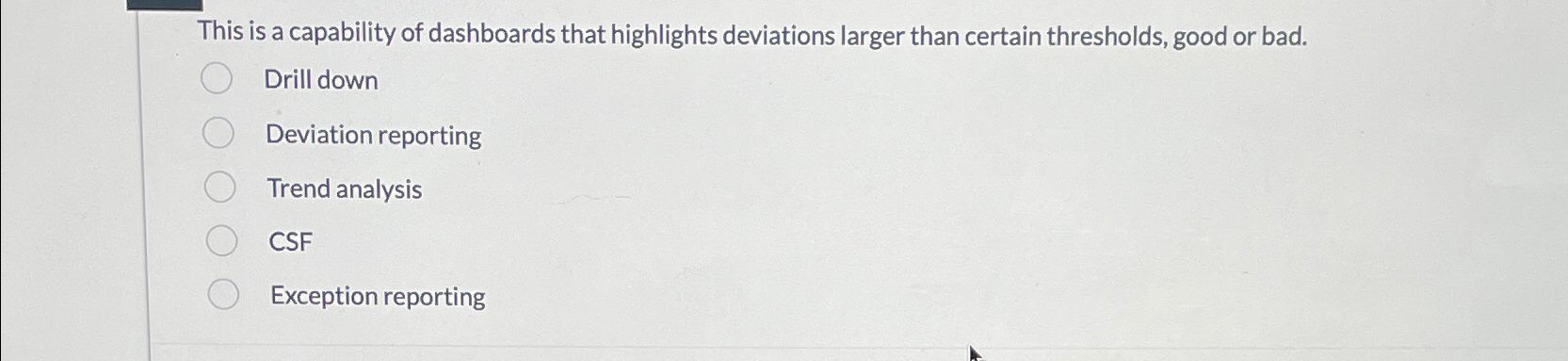  This is a capability of dashboards that highlights deviations larger than