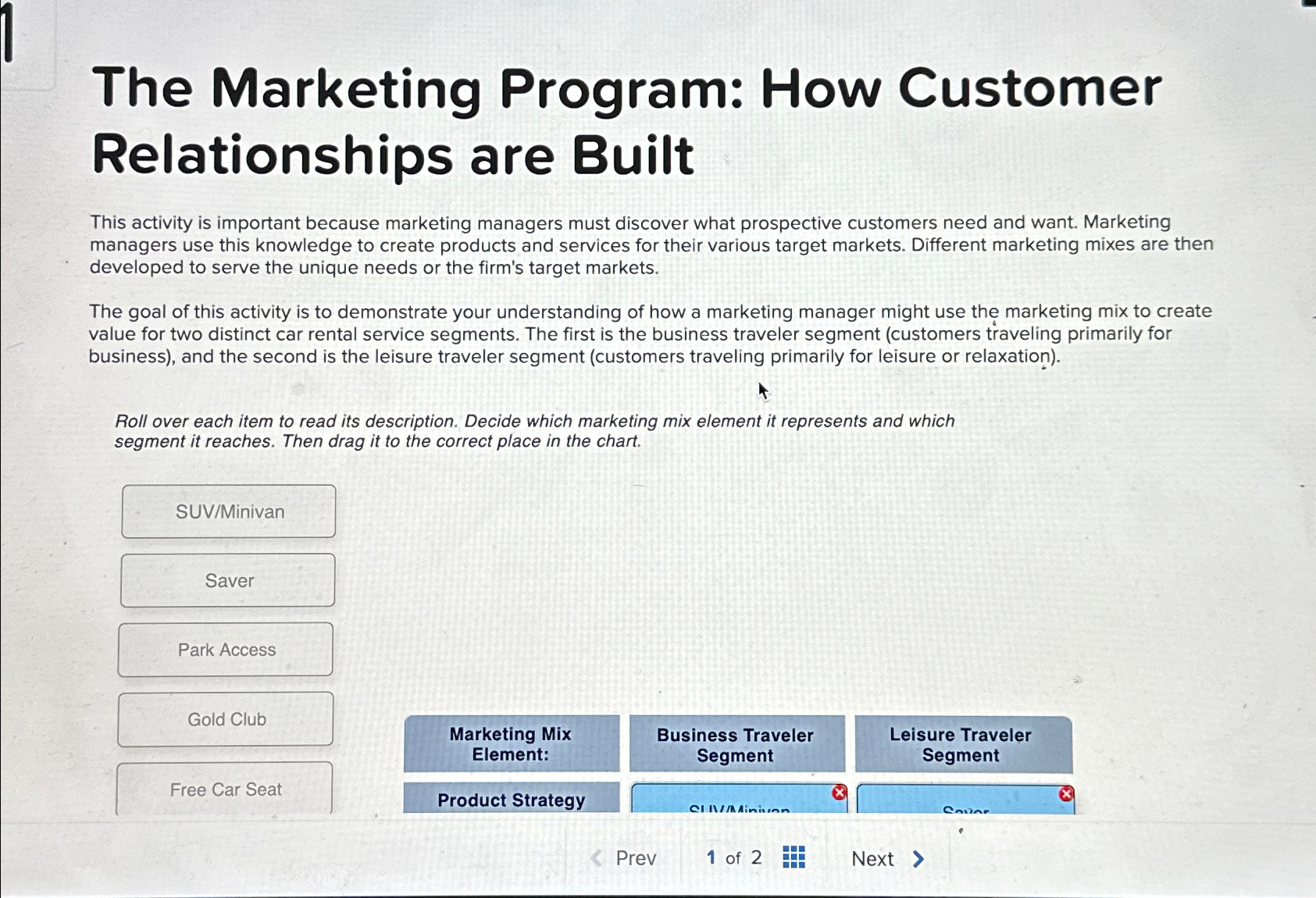  The Marketing Program: How Customer Relationships are Built This activity is