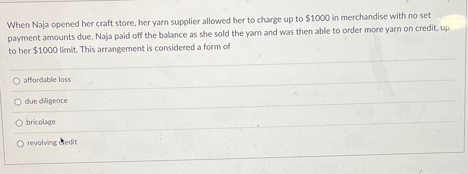  When Naja opened her craft store, her yarn supplier allowed her